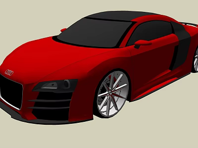 Red Audi Sports Car With Sleek Design Black Roof And Silver Wheels 3d model