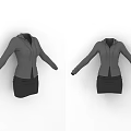 Women's Gray Long Sleeve Hooded Jacket With Black Skirt Casual Everyday Outfit