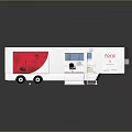 White Mobile FESTA Exhibition Trailer With Red Accents Open Design And Staircase