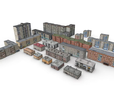 Various Residential Buildings With High Rise Low Rise And Diverse Architectural Styles 3d model