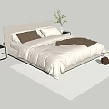 Double Bed With Light Colored Headboard White Comforter Brown Pillows Bedside Tables And Green Plant