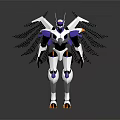 White Purple Mechanical Character With Yellow Wings And Robot Design Features 3d model