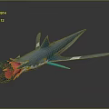 Game Movie Character Blue Shark Like Creature With Red Open Mouth Sharp Teeth And Fins