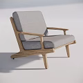 Modern Minimalist Single Seater Sofa With Gray Fabric Upholstery And Wooden Frame