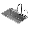 Stainless Steel Kitchen Sink With Single Bowl Drain Board Modern Faucet And Accessories