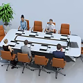 Modern Conference Table In Office Meeting Room With Comfortable Chairs And Green Plant