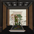 Traditional Interior Landscape With Rockery Pine And Scroll Painting Design 3d model