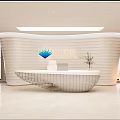 Modern Elegant Curved Bank Reception Desk With Cozy Warm Decoration In Bright Spacious Office Lobby