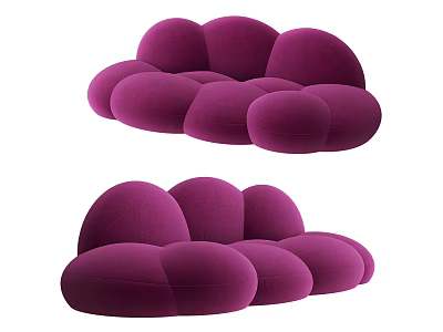 Purple Abstract Sofa With Round Modular Design For Living Room Interior 3d model