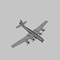 Vintage Silver Airplane Featuring Four Propellers Detailed Fuselage And Landing Gear