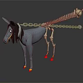 Cartoon Style Gray Horse With Front Complete Body And Back Skeleton Red Yellow Hooves