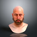 A Bald Man With Beard Closed Eyes And Bust In Grey Background 3d model
