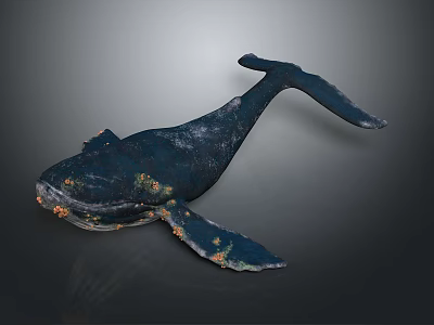 Whale With Dark Blue Body And Orange Yellow Spots On Gray Background 3d model