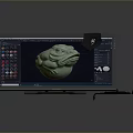 Digital Drawing Tablet Displaying Green 3D Model With Stylus Pen And Accessories