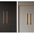 Modern Minimalist Double Doors With Dark And Light Panels And Long Metal Handles