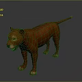 Orange Lion 3D Model Standing with Open Mouth and Realistic Render Details