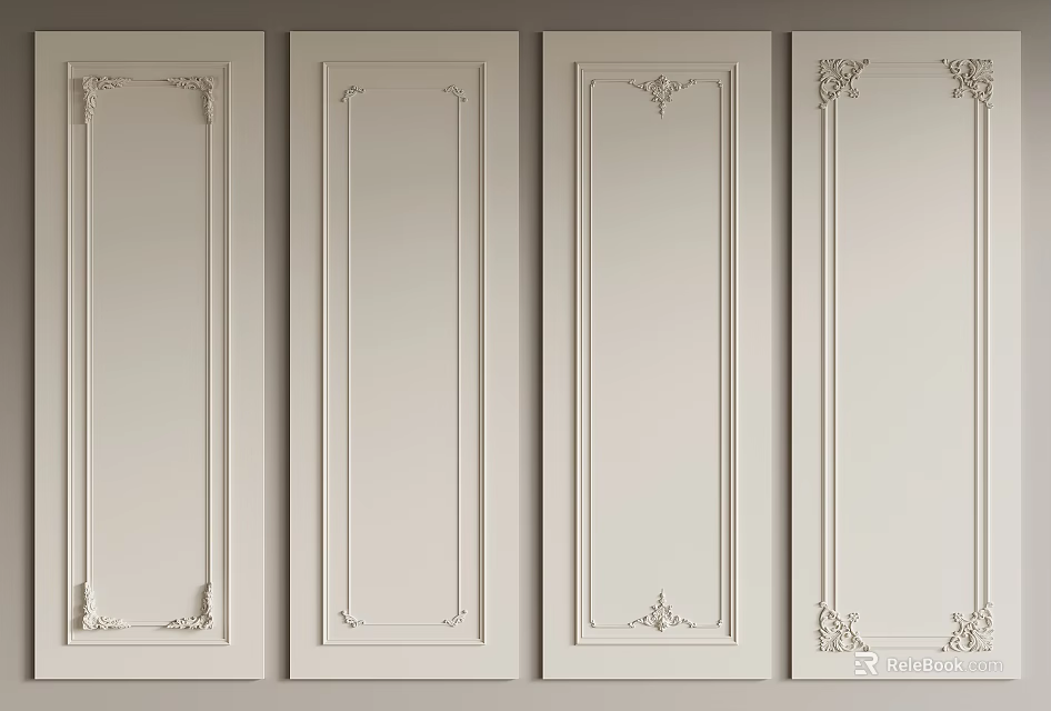 White Door Panels With Decorative Borders And Elegant Patterns For Interior Use 3d model