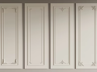 21 wall panel French wall panel carved wall panel corner flower 3d model