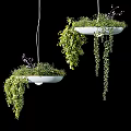 Modern Stylish Pendant Lights With White Planter Base And Lush Hanging Green Vines