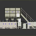 Industrial Building Featuring Modular Structure With Processing Units Staircase And Pipes 3d model