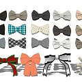 Assorted Bow Tie And Bow Ornament Set With Various Colors Patterns And Styles 3d model