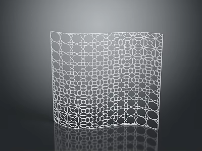 Weapon With White Hollow Wave Design And Geometric Pattern On Dark Reflective Surface 3d model
