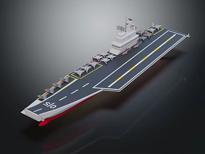 Aircraft Carrier A Large Water Vessel With Flight Deck And Parked Aircraft 3d model