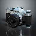 Vintage Canon AE 1 Digital Camera with Silver Body Black Grip Classic Lens