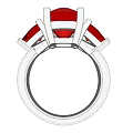 Elegant Red Gemstone Rings With Silver Band And Delicate Three Stone Design