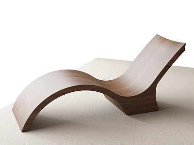 Modern Wooden Chaise Lounge With Curved Walnut Design And Sleek Lines 3d model