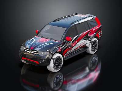Sporty Black And Red SUV With Glossy Exterior And Stylish Wheels Design 3d model