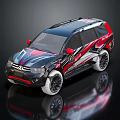Sporty Black And Red SUV With Glossy Exterior And Stylish Wheels Design