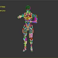 Mechanical Robot Character With Red Silver Body And Black Head Standing Pose
