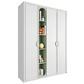 Modern Wardrobe With Green And White Doors Open Shelves And Decorative Items