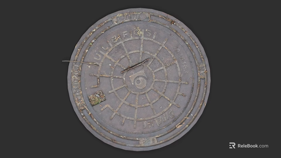 Circular Metal Manhole Cover With Traditional Tai Chi Design For Urban Road Infrastructure 3d model 