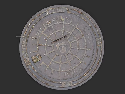 Circular Metal Manhole Cover With Traditional Tai Chi Design For Urban Road Infrastructure 3d model