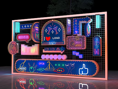 Modern decorative lights neon wall 3d model