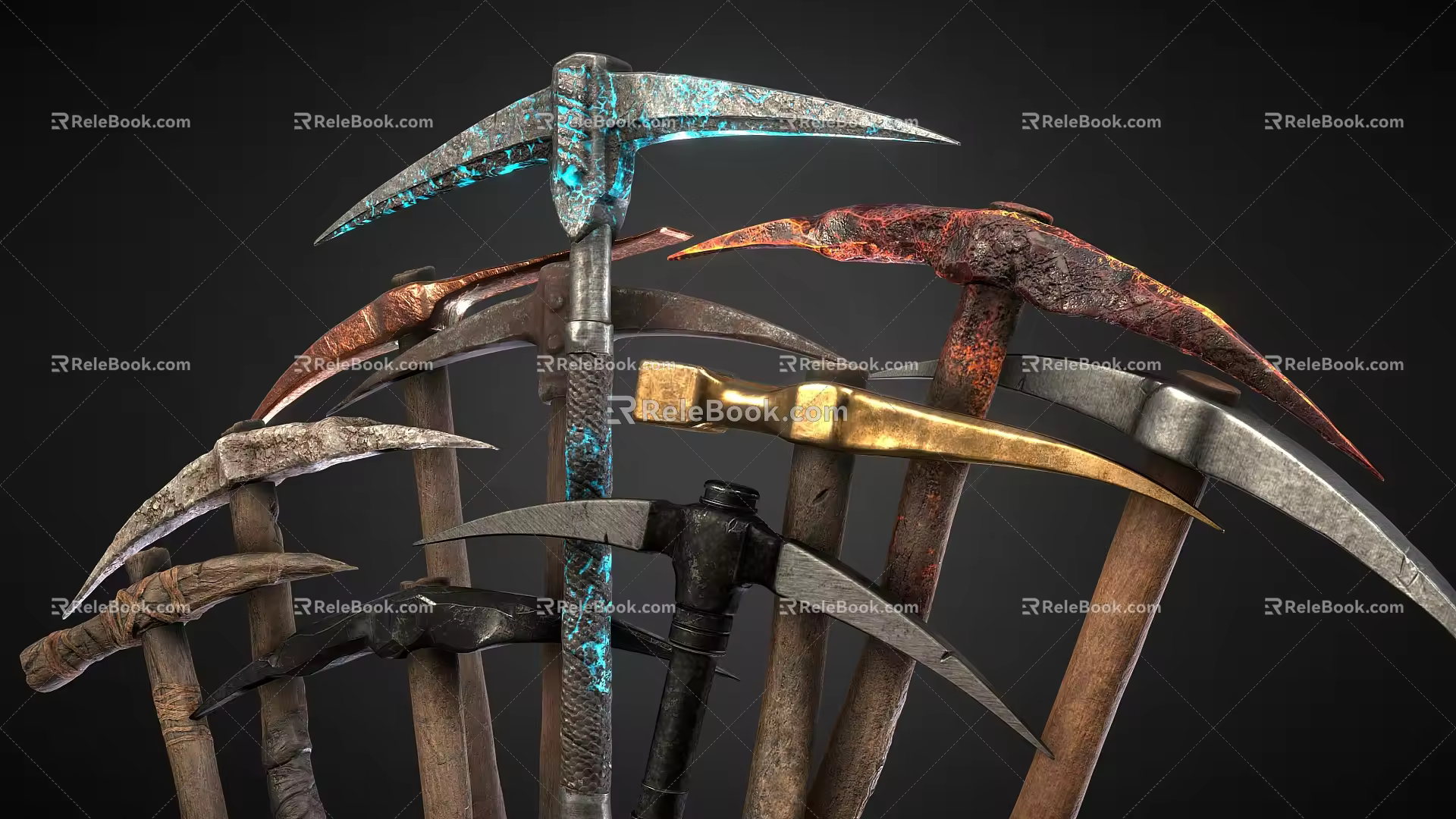 pickaxe sickle pickaxe farm tool knife axe 3d model