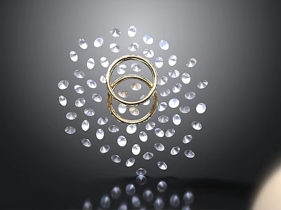 Elegant Household Decorative Item With Golden Rings And Clear Beads 3d model