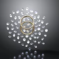 Elegant Household Decorative Item With Golden Rings And Clear Beads