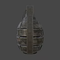Military Metal Grenade With Diamond Pattern Fuse And Pull Ring Design 3d model