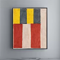 Abstract Painting Featuring Red Squares And White Stripes Design 3d model