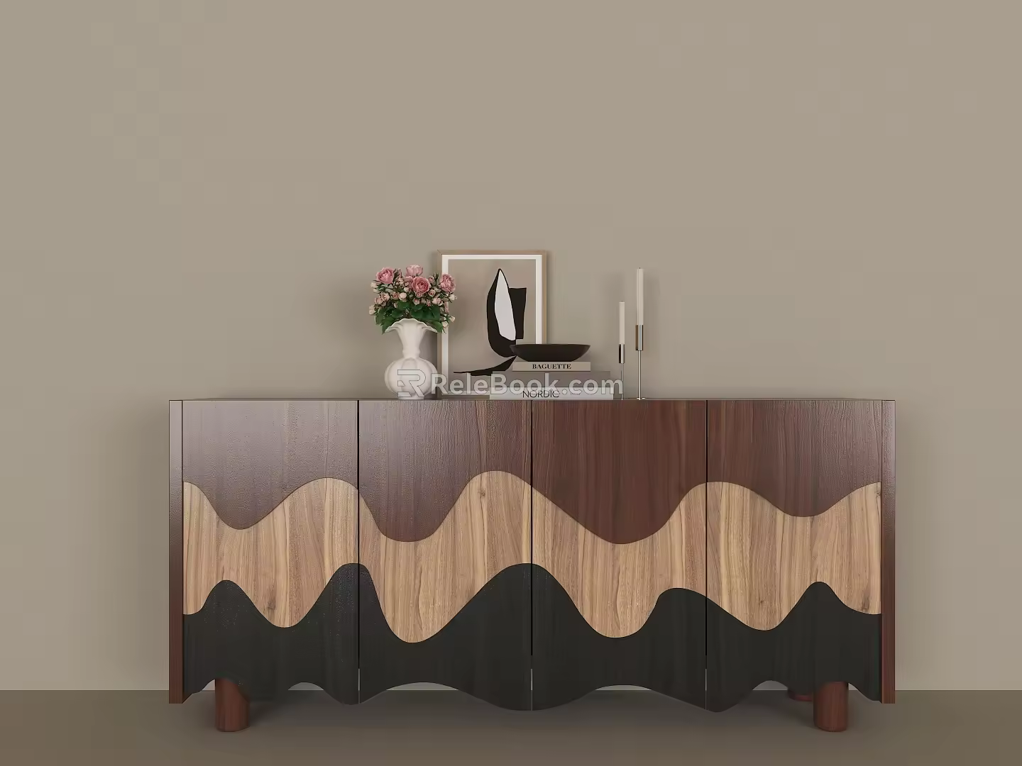 Modern Middle Ancient Style End View Cabinet Combination 3d model