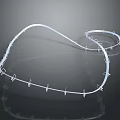 Abstract Curved White Barbed Metal Structure With Reflection On Gray Background 3d model