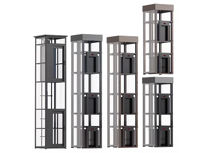 Modern Elevators With Glass And Metal Frames In Varied Contemporary Designs 3d model