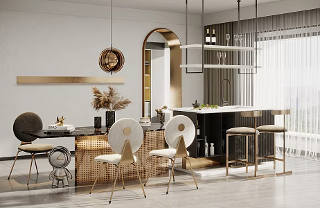 Modern Dining Table and Chair Combination Dining Table and Chair 3d model