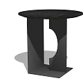 Modern Black Round Side Table With Unique Geometric Base Design
