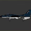 Detailed Blue Fighter Jet Model With Streamlined Body And Missile Attachments