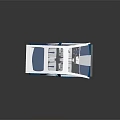 Transparent Spacecraft Interior With Blue White Design Seats And Control Console 3d model
