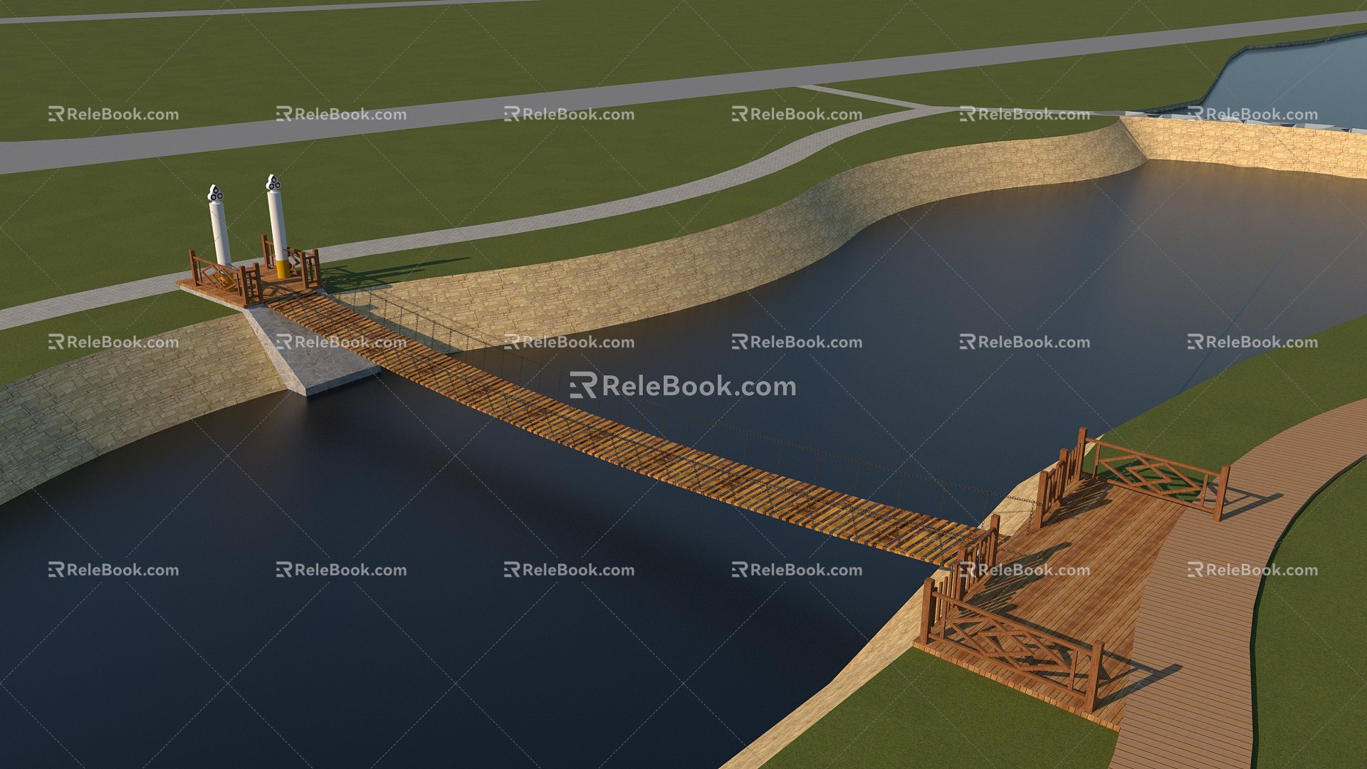 Chinese Landscape Suspension Bridge model